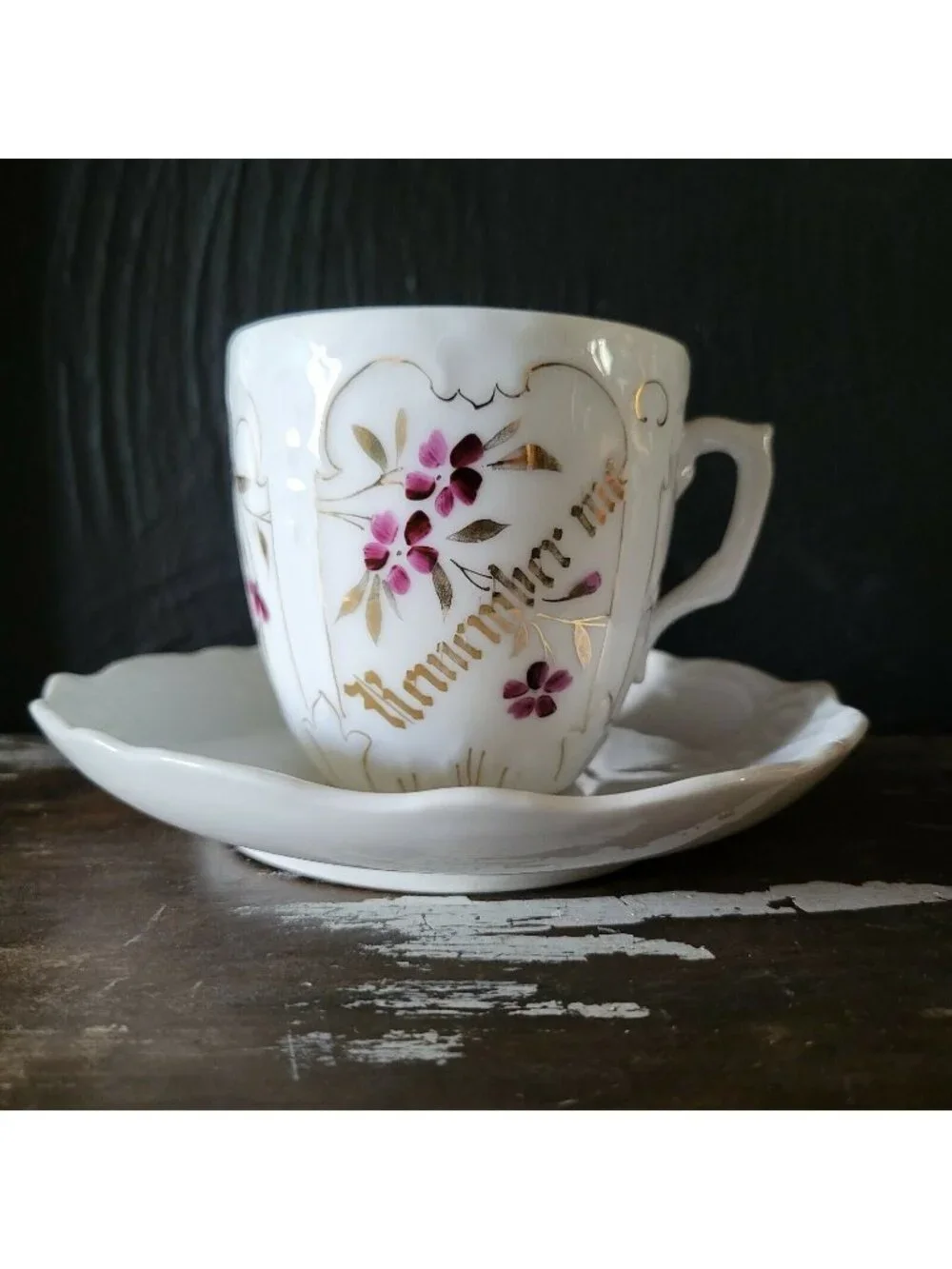 Antique Mustache Cup and Saucer